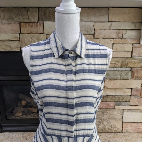 Retro Circle Skirt Blue & White Striped Dress NWOT - Picture 4 of 8